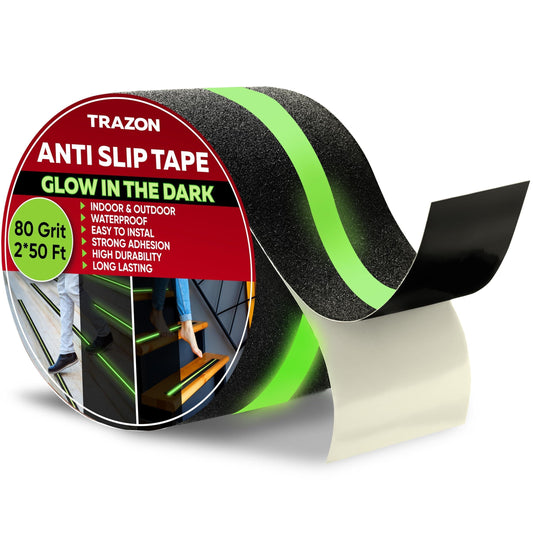 Grip Tape Heavy Duty anti Slip Tape for Stairs 2 Inch X 50 Feet Black with Glow