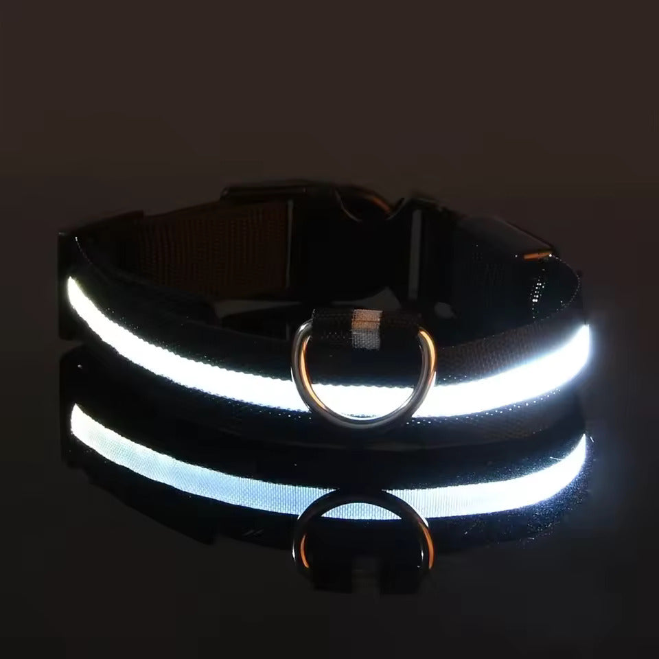 LED Adjustable Dog Collar Blinking Flashing Light up Glow Pets Safety Waterproof