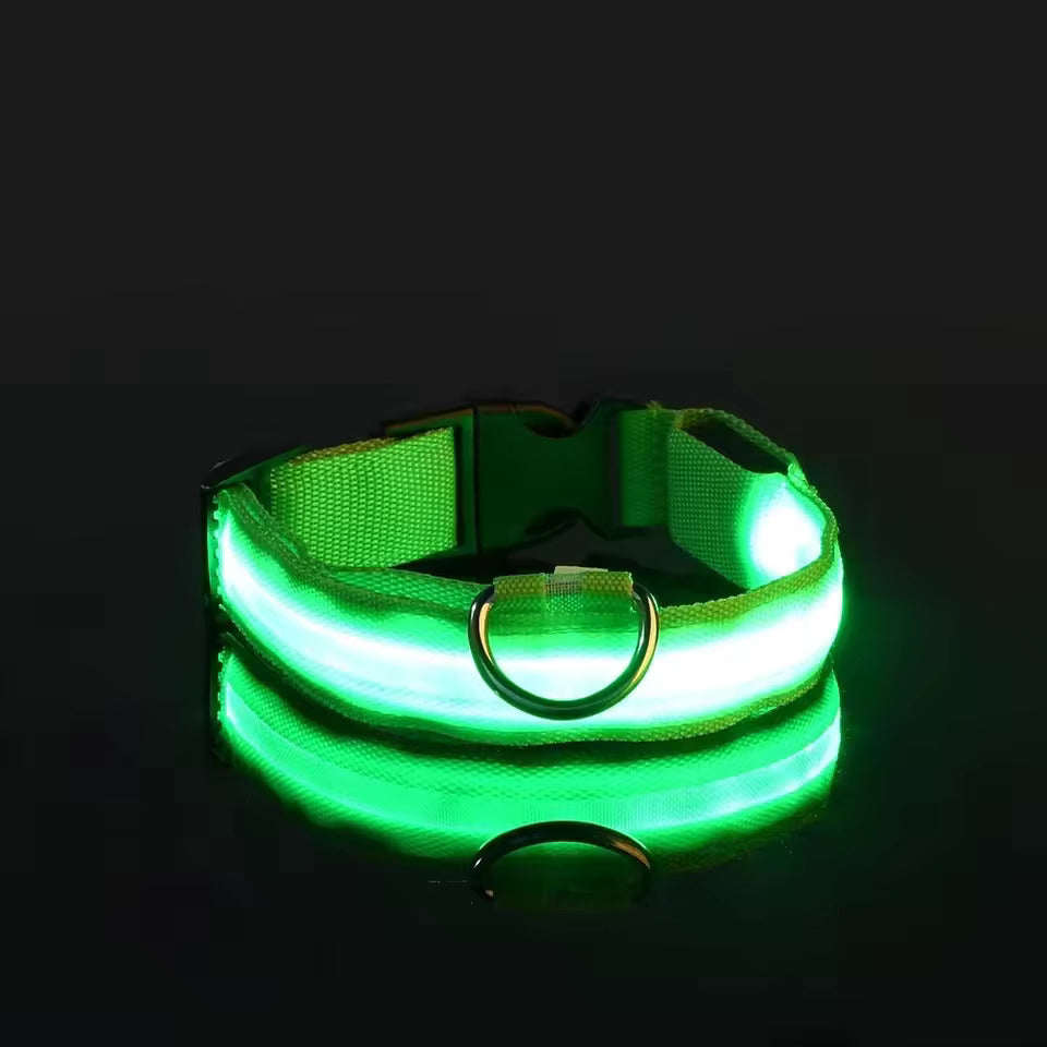 LED Adjustable Dog Collar Blinking Flashing Light up Glow Pets Safety Waterproof