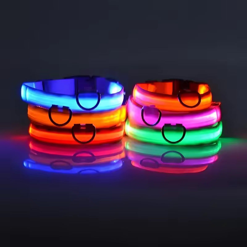 LED Adjustable Dog Collar Blinking Flashing Light up Glow Pets Safety Waterproof