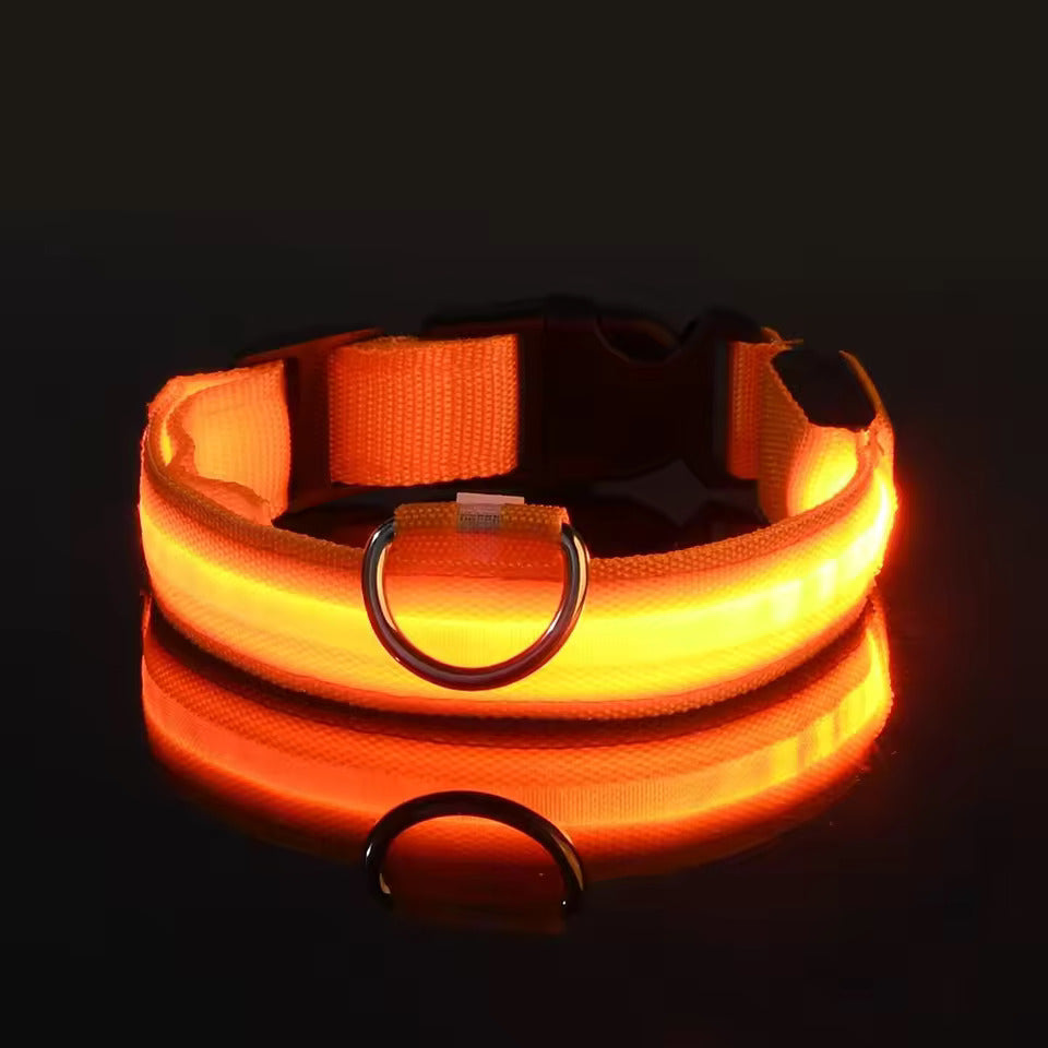 LED Adjustable Dog Collar Blinking Flashing Light up Glow Pets Safety Waterproof