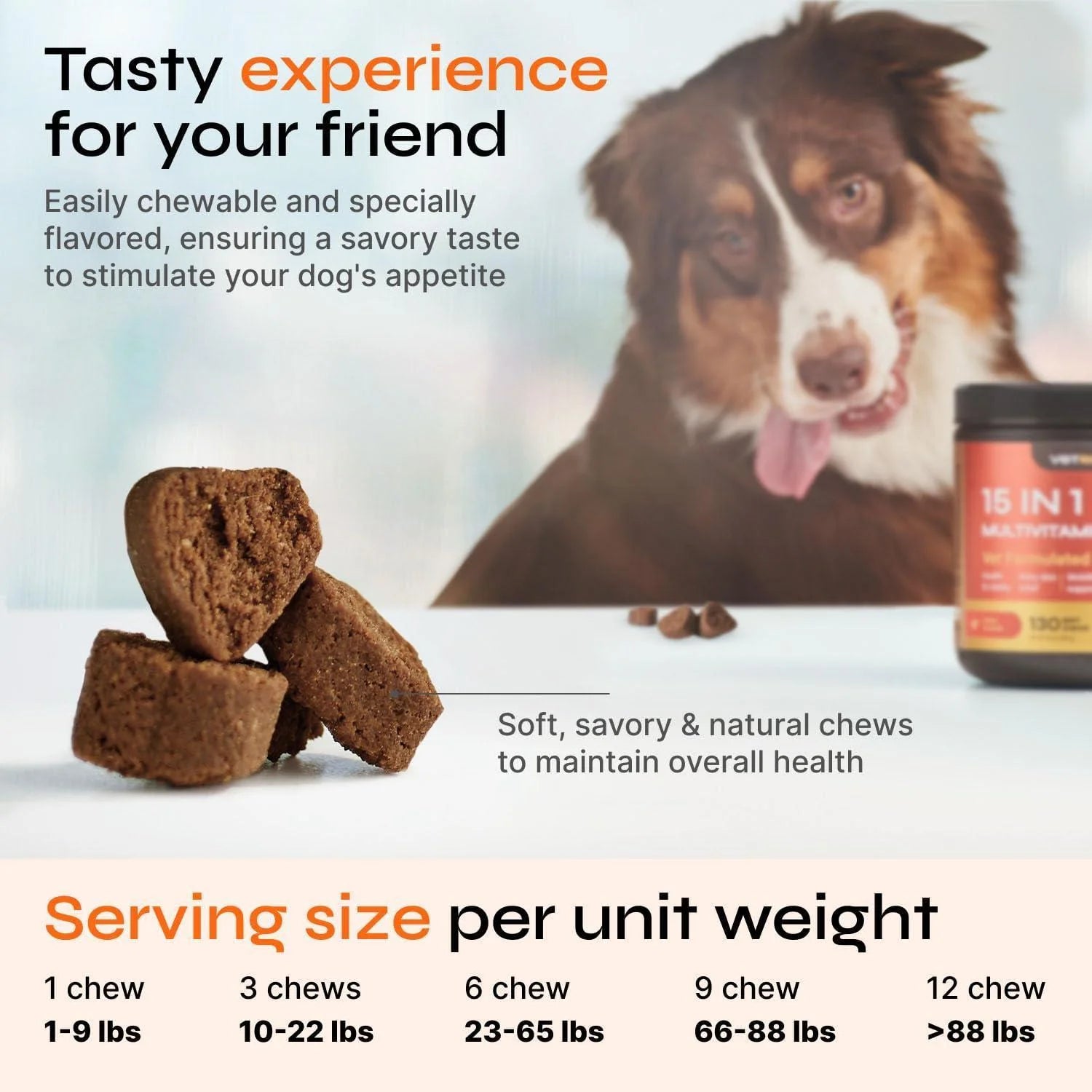 Dog Multivitamin Chews Vitamins 15 in 1 Joint Supplement for Dogs for Hip Joint