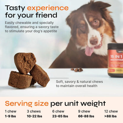 Dog Multivitamin Chews Vitamins 15 in 1 Joint Supplement for Dogs for Hip Joint